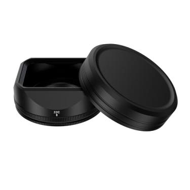 Imagem de JJC Para-sol de metal LH-XF27 para lente Fujifilm XF 23 mm f2.8 R WR na câmera X-E5 XE5, para Fuji XF 27 mm f2.8 R WR, lentes XF27mm f/2.8, com tampa protetora para capô, cor preta