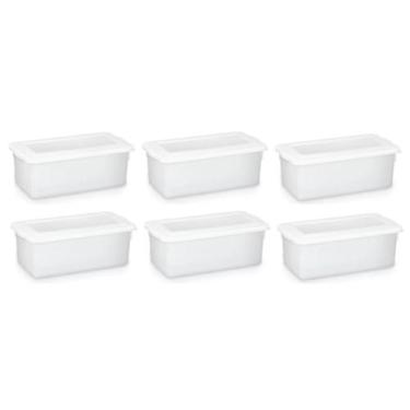 Imagem de 6 Caixas Plástica Organizadora C Tampa Branca 5 Litros 0510 - Pleion