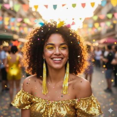 Imagem de Brinco Fio Paetê Carnaval - Lika Bijuterias, Amarelo