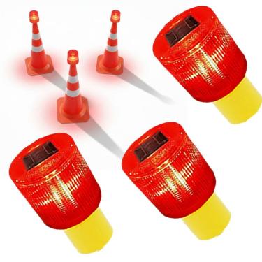 Imagem de Sinalizador Solar Kit 3  Obra Estrada Rodovia Cone Transito Avenida Acidente Fiscalizaçao Emergencia Segurança