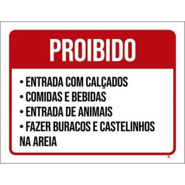 Imagem de Kit 3 Placas Proibido Calçados Comidas Bebidas Animais - Sinalizo