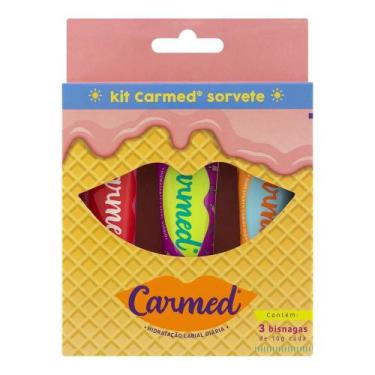 Imagem de Kit Carmed Sorvete Verao Com 3 Bisnagas De 10g Cada