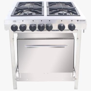 Imagem de Fogão Industrial Venâncio A Gás Inox Extra 4 Bocas Com Forno Painel Ei4d2f