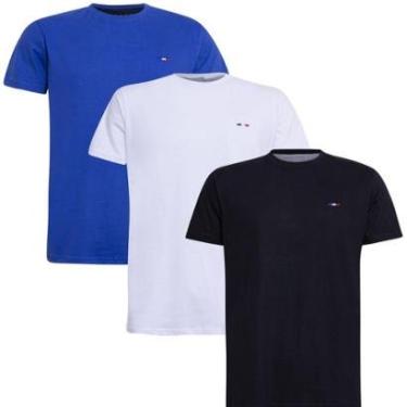 Imagem de Kit 3 Peças Camisetas Básicas Masculina Industrie em Algodão Premium no  Clássico Bordado França-Masculino