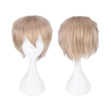 Imagem de Peruca Sintética Curta Resistente Ao Calor Vermelha Laranja Anime Myst