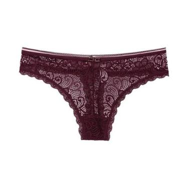 Imagem de Calcinha Feminina De Cintura Baixa Em Renda Com Algodão, Sem Costura, 