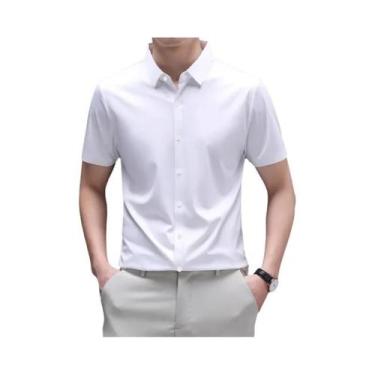 Imagem de Camisa Masculina Casual De Negócios De Manga Curta Em Cor Sólida, Resi
