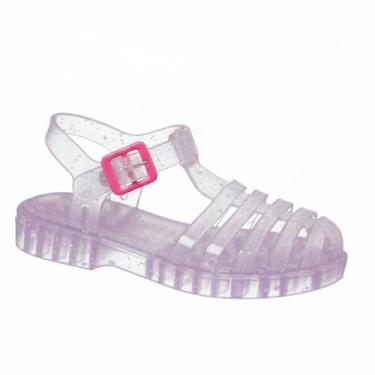 Imagem de Sandália Papete Glitter Infantil Moda Menina Transparente Macia Leve C