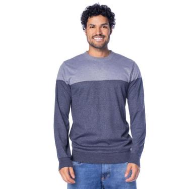 Imagem de Suéter Masculino Balboa Listrado Gola Careca Marinho/Cinza-Masculino