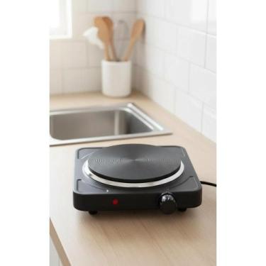 Imagem de Fogão Elétrico Portátil 1 Boca 1000W Preto - Cozinha Fácil