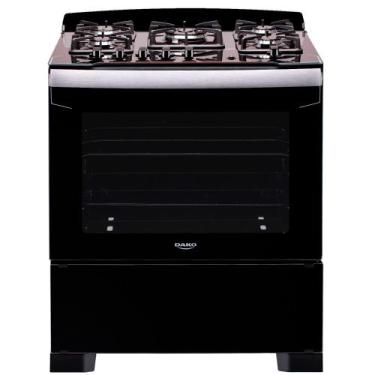 Imagem de Fogão 5 Bocas Preto com Frente e Mesa em Vidro Preto e Tripla Chama Da