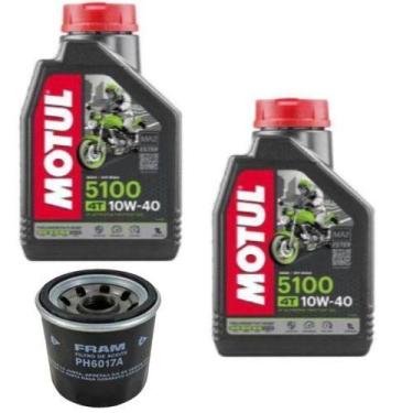 Imagem de Kit Óleo Motul 5100 4t 10w40 C/ 2 Litros + Filtro De Óleo Fram Ph6017a