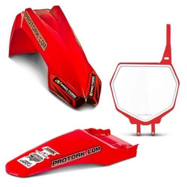 Imagem de Kit Paralama Dianteiro Traseiro Number Plate Mx2 Pro Tork, VERMELHO, M