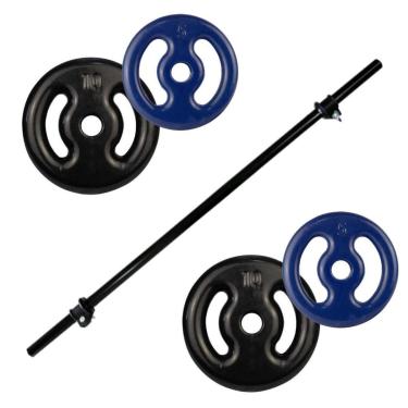 Imagem de Kit Anilhas Emborrachadas 30kg + Barra Polipump 1,30m-Masculino