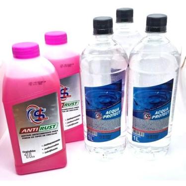 Imagem de Kit 02 Aditivos para Radiador Rosa e 03 Aguas para Diluição de Aditivo
