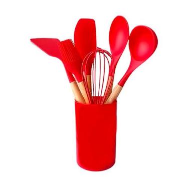 Imagem de Conjunto de Utensílios de Silicone 7 Peças Vermelho Belakaza