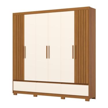 Imagem de Guarda Roupa Casal 06 Portas E 03 Gavetas Kaian D347 Cinamomo Off White - Henn