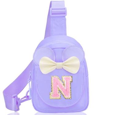 Imagem de Mochilas pequenas para meninas – Presentes de aniversário para meninas, para 3, 4, 5, 6, 7, 8, 9, 10 anos, pochete personalizada, pequena, rosa, bolsa tiracolo para crianças e meninas, Roxa, N
