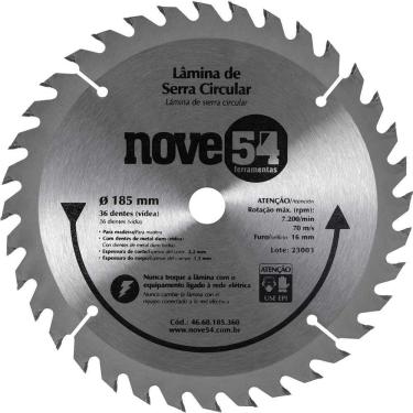 Imagem de Lâmina de Serra Circular 185mm X 16mm 36 Dentes Metal Duro Vídea 4668185360 para Madeira Nove54