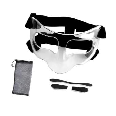 Imagem de UGPLM Protetor nasal para nariz quebrado, máscara facial de basquete, protetor facial para mulheres e homens, Preto Claro