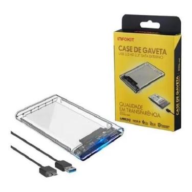 Imagem de Gaveta case transparente p/ hd sata 2.5" usb 3.0 ecase-300 - INFOKIT