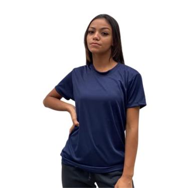 Imagem de Camiseta Dry Fit Feminina 100% Poliéster Academia Corrida Cross Fit Ginástica (GG, Azul Marinho)