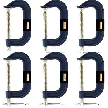 Imagem de Kit 6 Grampos Tipo C Marceneiro Pesado 2 Polegadas Starfer