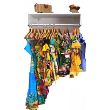 Imagem de Arara de Parede Cabide Metal Closet Loja 1,10m Magia Móveis