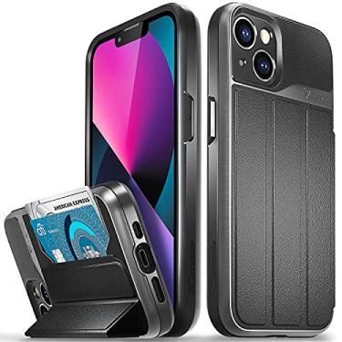 Imagem de VENA Capa carteira vCommute para Apple iPhone 13 cinza espacial | Compatível com, 6,1 polegadas, proteção contra quedas de nível militar, capa flip de couro, porta-cartões, com suporte