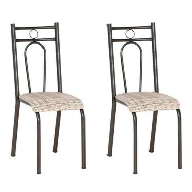Imagem de Conjunto 2 Cadeiras Hanumam Cromo Preto E Estampa Rattan - Artefamol