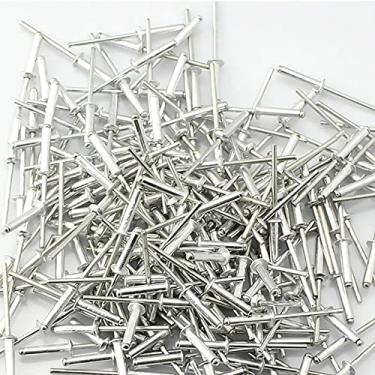Imagem de Rebites cegos de flange grande, mandril de aço para corpo de rebites pop de alumínio, tipo cabeça de cúpula, padrão, prata, pacote de 50, 4,8 mm x 25 mm