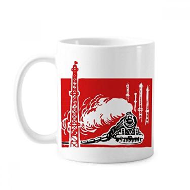 Imagem de China Train Tower Caneca vermelha a vapor cerâmica xícara de café porcelana louça