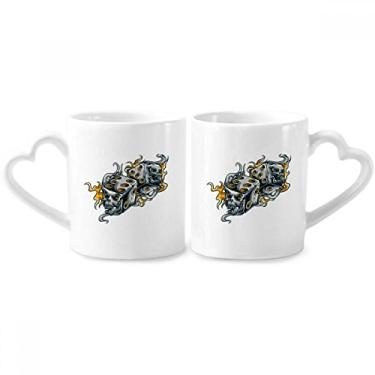 Imagem de Conjunto de canecas de porcelana para casais, ilustração de efeitos legais, caveiras, dados, copo de cerâmica para amantes, coração