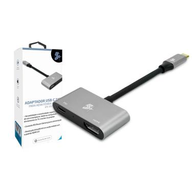 Imagem de Cabo Adaptador Usb 3.1 Tipo C + Hdmi Fêmea 4k + Usb-c Pd 5 +