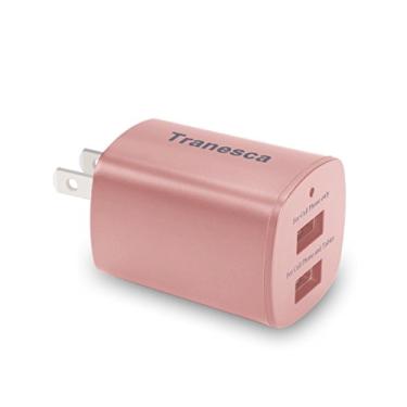 Imagem de Tranesca Carregador de parede de viagem USB de 2 portas para iPhone 7/7 Plus, iPhone 6/6 plus, iPhone 5s/5, iPad Air/Pro/Mini e mais (listado pela UL e FCC) - ouro rosa