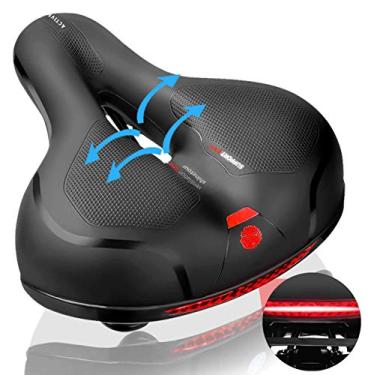 Imagem de Assento de bicicleta confortável , selim de bicicleta largo com absorção de choque , almofada de bicicleta macia à prova d'água com lanterna traseira adequada para bicicletas internas/externas