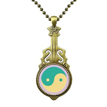 Imagem de DIYthinker Yin-Yang Taichi Colar com padrão chinês, pingente de música de guitarra antiga