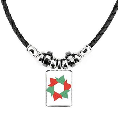 Imagem de DIYthinker Colar abstrato com estampa de origami de flores de Natal com pingente de corda de couro