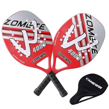 Imagem de Kit 2 Raquetes Para Beach Tennis Profissional Em Fibra Carbono Com Capas Protetoras - Camewin (Vermelho)