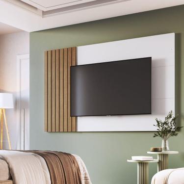 Imagem de Painel Para Tv até 65 Polegadas Ripado 180cm Branco/Mel