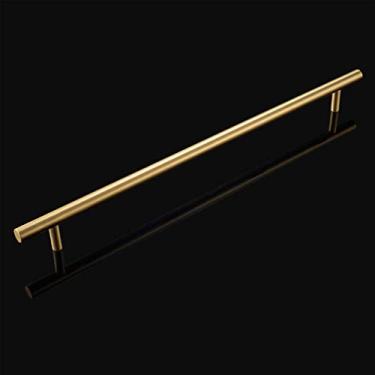 Imagem de T Puxador de porta de armário de móveis modernos, puxadores de armário de armário de bar de cozinha de latão puro, puxadores de gaveta de banheiro de mesa de cabeceira, dourado, com parafuso (centro