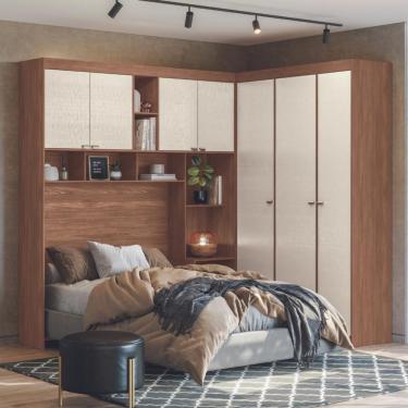 Imagem de Quarto Casal 7 Portas 2 Gavetas Lugano Santos Andirá - Jatoba/Areia