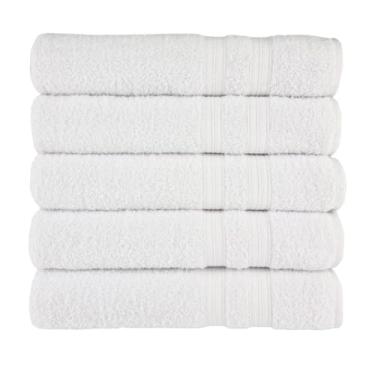 Imagem de Kit 05 Toalhas de Banho Grandes e Grossas 80x150cm 100% Algodão 430g/m² Coleção Lisboa - Branca