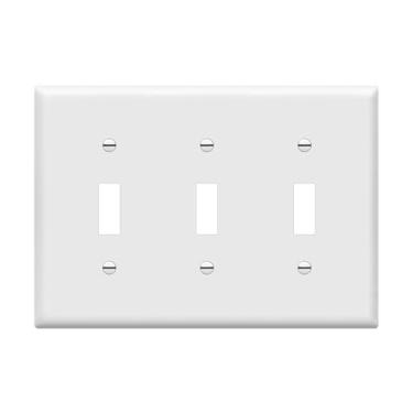 Imagem de (3 Gang, White) - Enerlites 8813-W Tog Toggle Light Switch Wall Plate, Standard Size 3-Gang, Polycarbonate Thermoplastic, 3 Gang, White