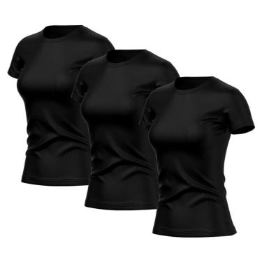 Imagem de Kit 3 Camisetas Feminina Dry Básica Lisa Proteção Solar UV Térmica Blusa Academia Esporte Camisa-Feminino