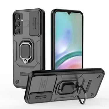 Imagem de Capa de suporte compatível com Samsung Galaxy A15 5G, com capa de lente de câmera deslizante compatível com Samsung SM-A155F/DSN Galaxy A15 / SM-A155M/N SM-A156E/DSN SM-A156U1/DS capa preta