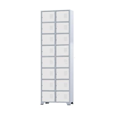Imagem de Armário Roupeiro De Aço 16 Portas Para Vestiário Academia Locker Branco com Chave