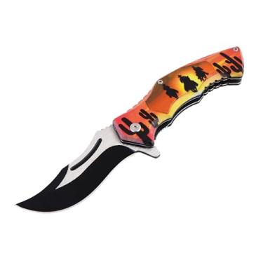 Imagem de Canivete de bolso Cowboy Sunset em aço inoxidável | Ferramenta durável e fabricada com precisão com design ocidental deslumbrante – Perfeito para transporte diário, aventuras ao ar livre e