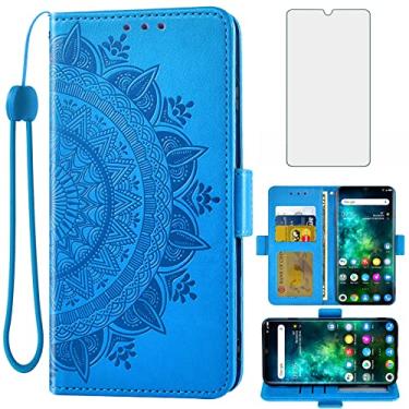 Imagem de Asuwish Capa carteira compatível com TCL 10 Pro, protetor de tela de vidro temperado, suporte para cartão de crédito, alça de pulso, suporte para celular TCL 10 Plus TCL10Pro TLC 10Pro T799B masculino
