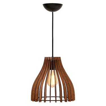 Imagem de Pendente catedral mdf madeira marrom luminária ana maria iluminação teto interior sala decoração ambiente